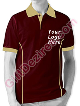 Designer Maroon and Golden Color T Shirts With Logo